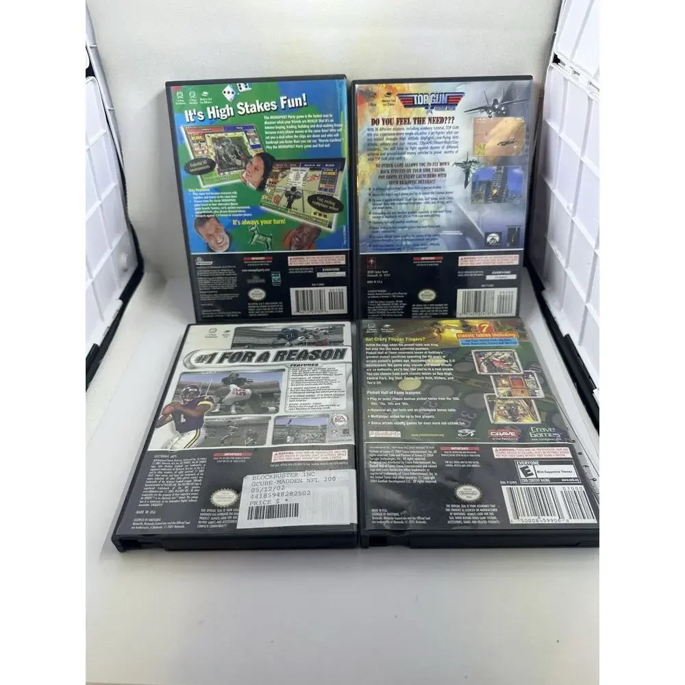 Nintendo Gamecube Game bundle Monopoly Pinball Madden Top Gun Retro Vintage